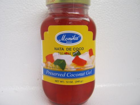 Nata de Coco, Kokosnussgelee, rot, Monika, 340g