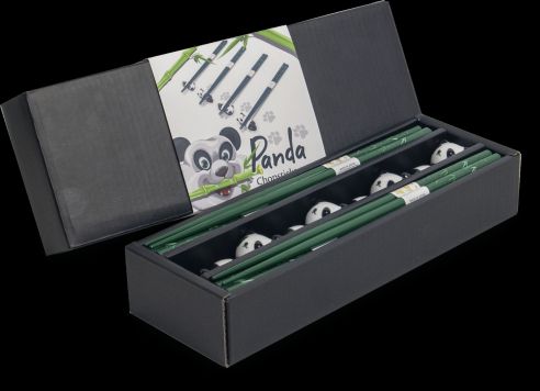 Essstaebchen Set mit Ablagebank Panda, 4 Paar, 22,5cm