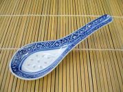Porzellan-Loeffel, Reiskorn Motiv, blau-weiss, 13cm lang, 4,5 cm breit